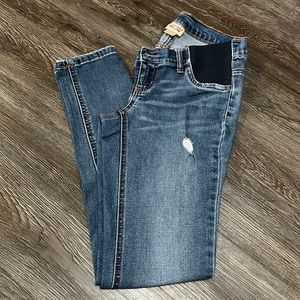 Indigo Blue Distressed maternity skinny jeans